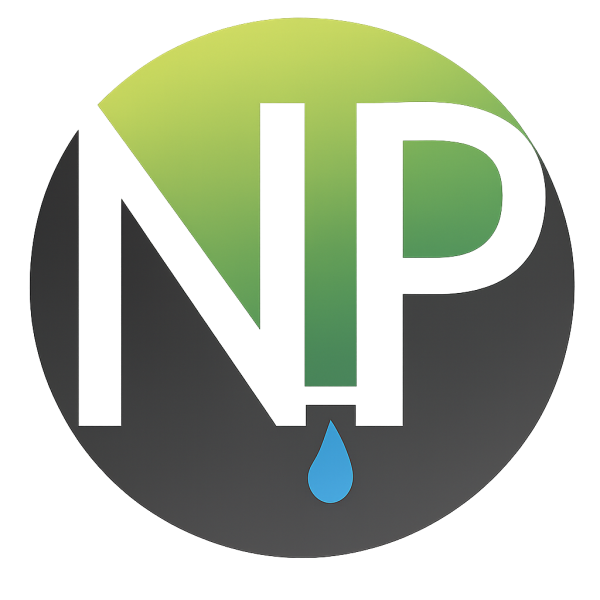Bold NP Logo with Blue Droplet